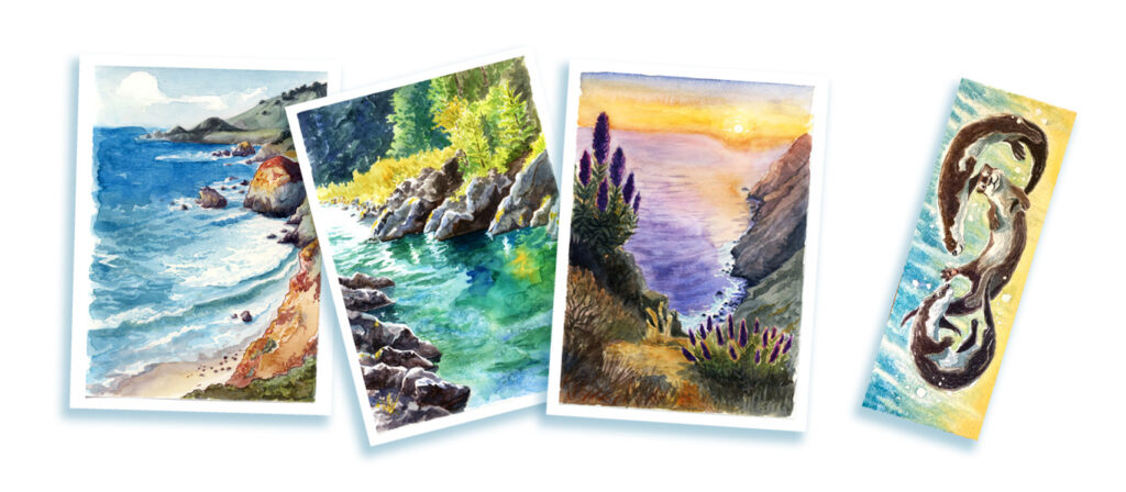 A selection of watercolor paintings from the book, Serpentine.
