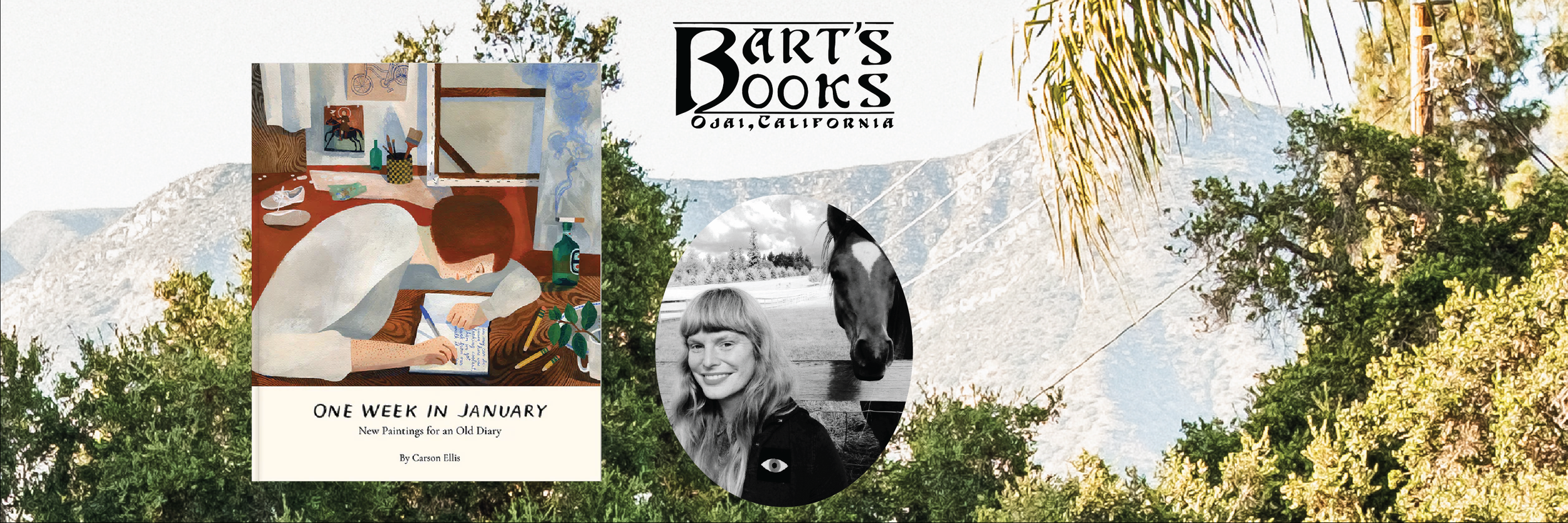 Header for Carson Ellis's event at Bart's Books.