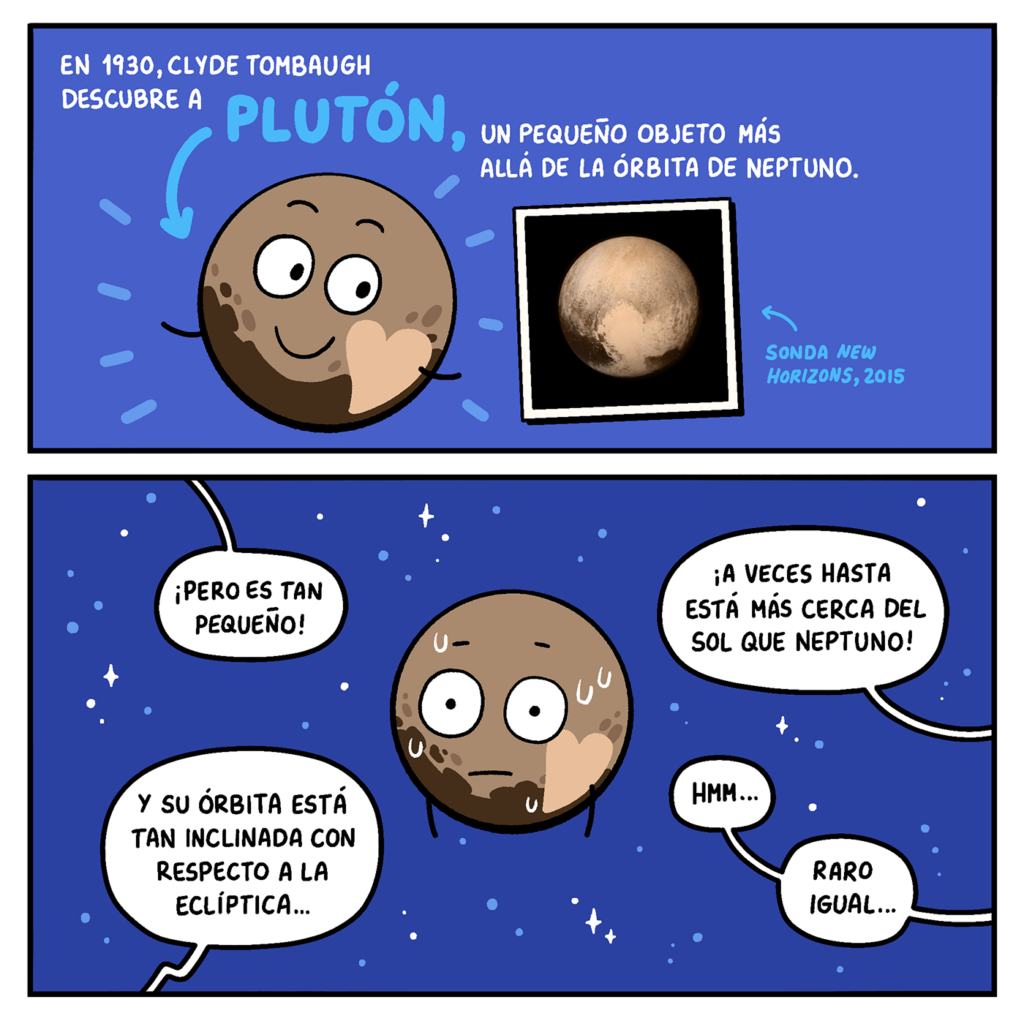 A sample panel of Coni Yovaniniz's comic about the former planet Pluto.